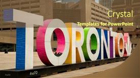  Presentation with toronto - Audience pleasing presentation theme consisting of colourful-toronto-sign-at-nathan backdrop and a tawny brown colored foreground