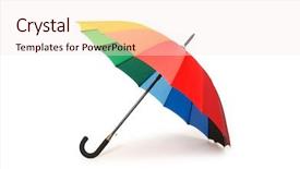  Presentation with umbrella - Slides having colourful umbrella isolated background and a sky blue colored foreground