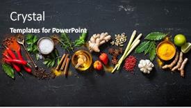  Presentation with spices - Presentation theme with colourful-various-herbs-and-spices background and a dark gray colored foreground