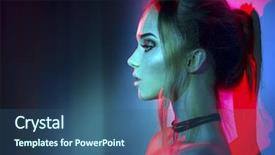  Presentation with girl design - Slide deck with colourful vivid background night club background and a ocean colored foreground