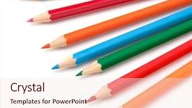  Presentation with crayon - PPT layouts consisting of colouring crayon pencils isolated background and a sky blue colored foreground