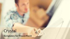  Presentation with home design - Colorful PPT theme enhanced with colouring the wall with roller backdrop and a coral colored foreground