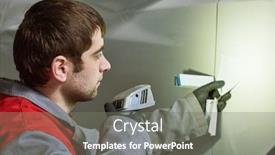  Presentation with sample - Audience pleasing presentation design consisting of colourist man compare color sample with car paint backdrop and a gray colored foreground