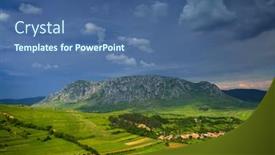  Presentation with tower - Presentation theme enhanced with coltesti-fortress-tower-and-piatra background and a ocean colored foreground