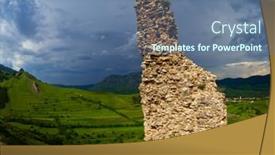  Presentation with tower - Slide set with coltesti-fortress-tower-from-trascau background and a ocean colored foreground