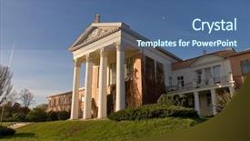  Presentation with hall effect - PPT layouts with colum - moscow botanic garden main hall background and a ocean colored foreground