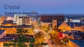  Presentation with usa - Slide set with columbia-missouri-usa-downtown-city background and a teal colored foreground