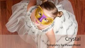  Presentation with masquerade - Colorful slide deck enhanced with columbine - dancing little girl backdrop and a coral colored foreground