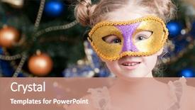  Presentation with masquerade - Audience pleasing PPT layouts consisting of columbine - little girl on the masquerade backdrop and a  colored foreground