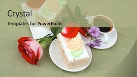  Presentation with sweet - Slide set enhanced with columbine - sweet breakfast whipped cream background and a  colored foreground