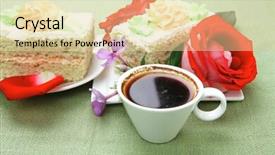  Presentation with cup cake - PPT theme with columbine - sweet food milked cream cake background and a lemonade colored foreground