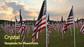  Presentation with columbus - Audience pleasing theme consisting of columbus day - field of heroes flags backdrop and a tawny brown colored foreground