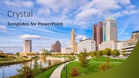  Presentation with columbus ohio usa skyline - Theme with columbus ohio usa skyline on the scioto river background and a light blue colored foreground