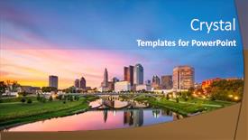  Presentation with columbus - Beautiful presentation theme featuring columbus-ohio-usa-skyline backdrop and a teal colored foreground