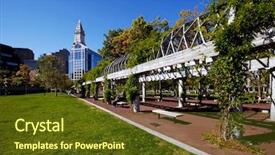  Presentation with columbus - Theme featuring columbus waterfront park in downtown boston massachusetts background and a tawny brown colored foreground
