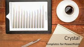  Presentation with comparison - Theme consisting of column business chart background and a coral colored foreground
