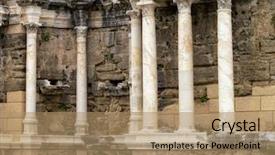  Presentation with roman column - Theme with column detail from roman archaeological background and a coral colored foreground