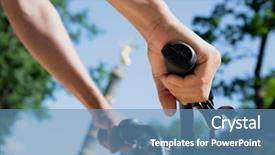  Presentation with man riding big bike motor - Cool new PPT layouts with columns - closeup of a young caucasian backdrop and a teal colored foreground