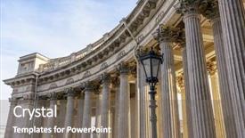  Presentation with justice - Slide deck enhanced with columns - vintage old justice courthouse column background and a gray colored foreground