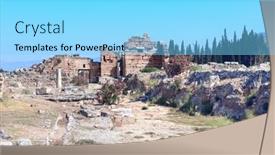  Presentation with ancient ruins - Slide set having columns-and-ruins-of-temple background and a light blue colored foreground