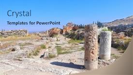  Presentation with ancient ruins - Audience pleasing presentation design consisting of columns-and-ruins-of-temple backdrop and a light blue colored foreground