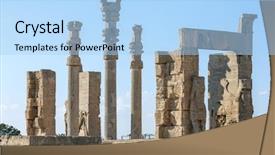 Presentation with ancient iran - Beautiful slides featuring columns in persepolis city iran backdrop and a light blue colored foreground