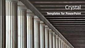  Presentation with exhibition - PPT theme consisting of columns-in-stoa-of-attalos background and a dark gray colored foreground