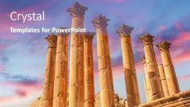  Presentation with ancient - Presentation design having columns-in-the-ancient-city background and a teal colored foreground