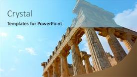  Presentation with island - Beautiful presentation theme featuring columns-of-temple-of-aphaea backdrop and a arctic colored foreground