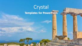  Presentation with greek columns - Presentation theme with columns of the temple of aphaea in aegina island and sea greece - greek landscape space for your own text background and a teal colored foreground