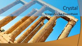  Presentation with zeus - Theme having columns of zeus temple background and a teal colored foreground