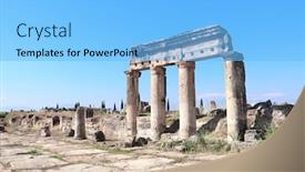  Presentation with world heritage - Presentation design enhanced with columns-on-frontinus-street background and a light blue colored foreground