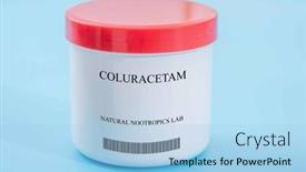  Presentation with drug - Presentation theme enhanced with coluracetam-it-is-a-nootropic background and a light blue colored foreground