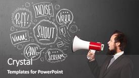  Presentation with yelling - PPT layouts with comando de voz - guy in suit yelling background and a  colored foreground