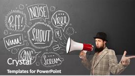  Presentation with yelling - Beautiful theme featuring comando de voz - guy in suit yelling backdrop and a  colored foreground