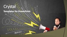  Presentation with leader - Presentation theme enhanced with comando de voz - leader guy shouting into megaphone background and a  colored foreground