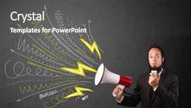  Presentation with leader - Cool new slides with comando de voz - leader guy shouting into megaphone backdrop and a  colored foreground