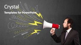  Presentation with army leader - Audience pleasing PPT theme consisting of comando de voz - leader guy shouting into megaphone backdrop and a  colored foreground