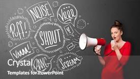  Presentation with bubbles feedback survey words speech - Presentation design enhanced with winter wonderland in barcelona background and a gray colored foreground