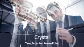  Presentation with strategy - Colorful slides enhanced with comaps - businessman explaining to employees backdrop and a ocean colored foreground