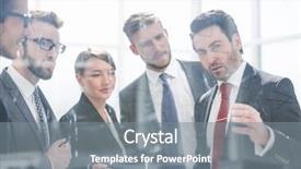  Presentation with strategy - PPT layouts with comaps - businessman explaining to employees background and a gray colored foreground