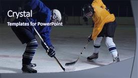  Presentation with sports hockey puck on ice - Theme with comaps - ice hockey sport players comptetition background and a wine colored foreground