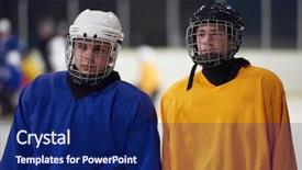  Presentation with ice hockey - Amazing slide set having comaps - ice hockey sport players comptetition backdrop and a navy blue colored foreground