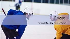  Presentation with ice hockey - PPT layouts having comaps - ice hockey sport players comptetition background and a  colored foreground