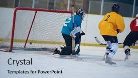  Presentation with ice hockey in canada - Amazing PPT theme having comaps - ice hockey sport players comptetition backdrop and a  colored foreground