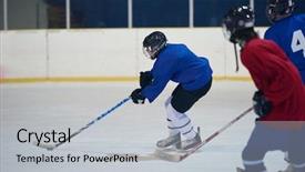  Presentation with ice hockey - PPT layouts consisting of comaps - ice hockey sport players background and a  colored foreground