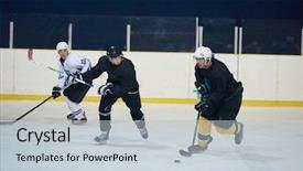  Presentation with ice hockey - Beautiful theme featuring comaps - ice hockey sport players backdrop and a lemonade colored foreground