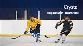  Presentation with ice hockey - Colorful slide deck enhanced with comaps - ice hockey sport players backdrop and a navy blue colored foreground