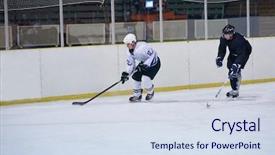  Presentation with hockey - Amazing presentation design having comaps - ice hockey sport players backdrop and a sky blue colored foreground