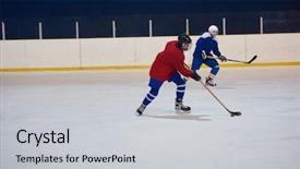  Presentation with ice hockey in canada - Cool new slide deck with comaps - ice hockey sport players backdrop and a  colored foreground